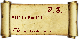 Pillis Berill névjegykártya